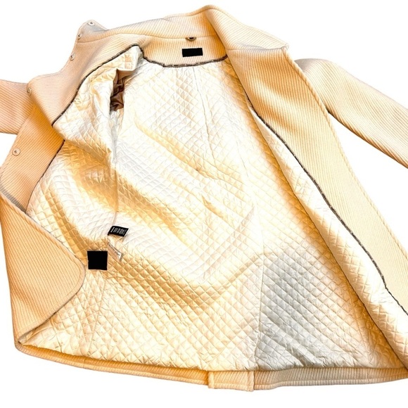 RUDSAK Women's Ribbed Ivory Wool Long Dress Jacket with Leather Accents- Small - Picture 9 of 14